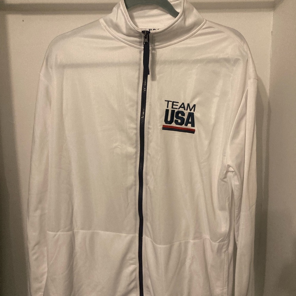 Men’s size Large Team USA Olympic  White Zip-Up track Jacket